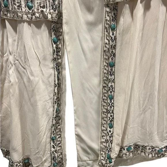 French Connection Ivory and Teal Embellished vest/waistcoat size 10 - Picture 7 of 9